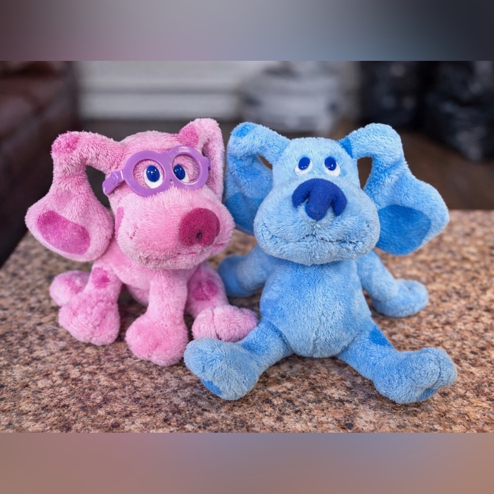 Blue’s Clues Plush Lot – Blue & Magenta Stuffed Animals Soft Toy Pair